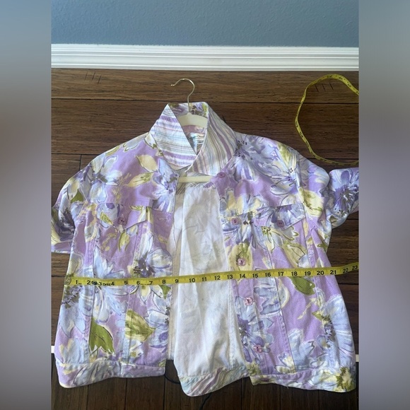 Vintage floral jacket purple flower jacket summer jacket pastel jacket - Picture 5 of 8